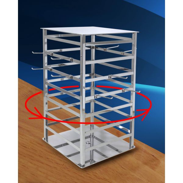 I1-12. 4-WAY SPINNING JEWELRY DISPLAY TOWER - CHROME