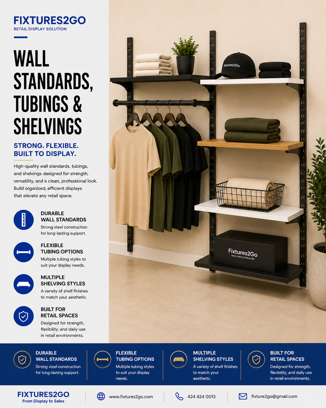 Retail Wall Standards, Tubing & Shelving