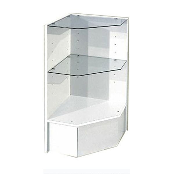 F3-3. WHITE PENTAGON CORNER DISPLAY CASE