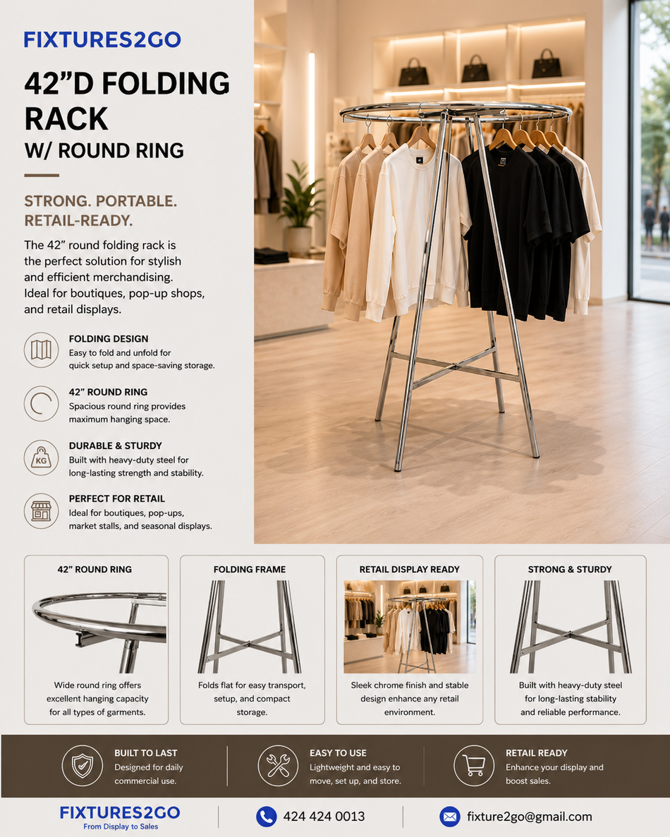 A-29. 42"D FOLDING RACK W/ ROUND RING