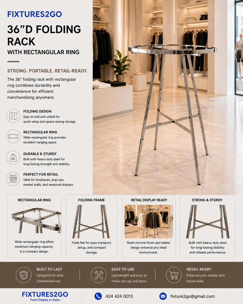 A-30. 36"D FOLDING RACK WITH RECTANGULAR RING
