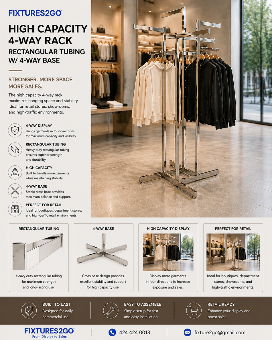 A-39. HIGH CAPACITY 4-WAY RACK RECTANGULAR TUBING W/ 4-WAY BASE
