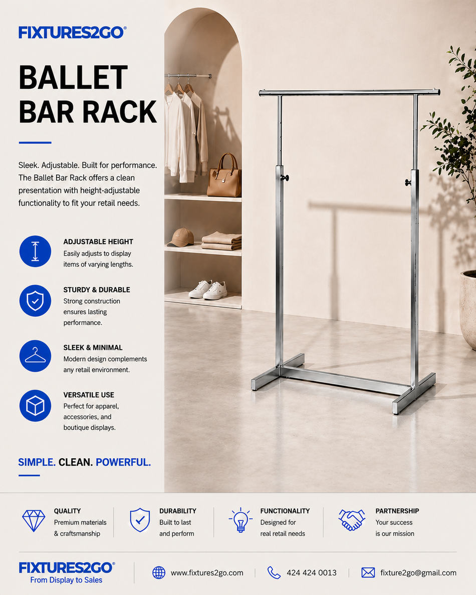 A-44. BALLET BAR RACK - SATIN CHROME