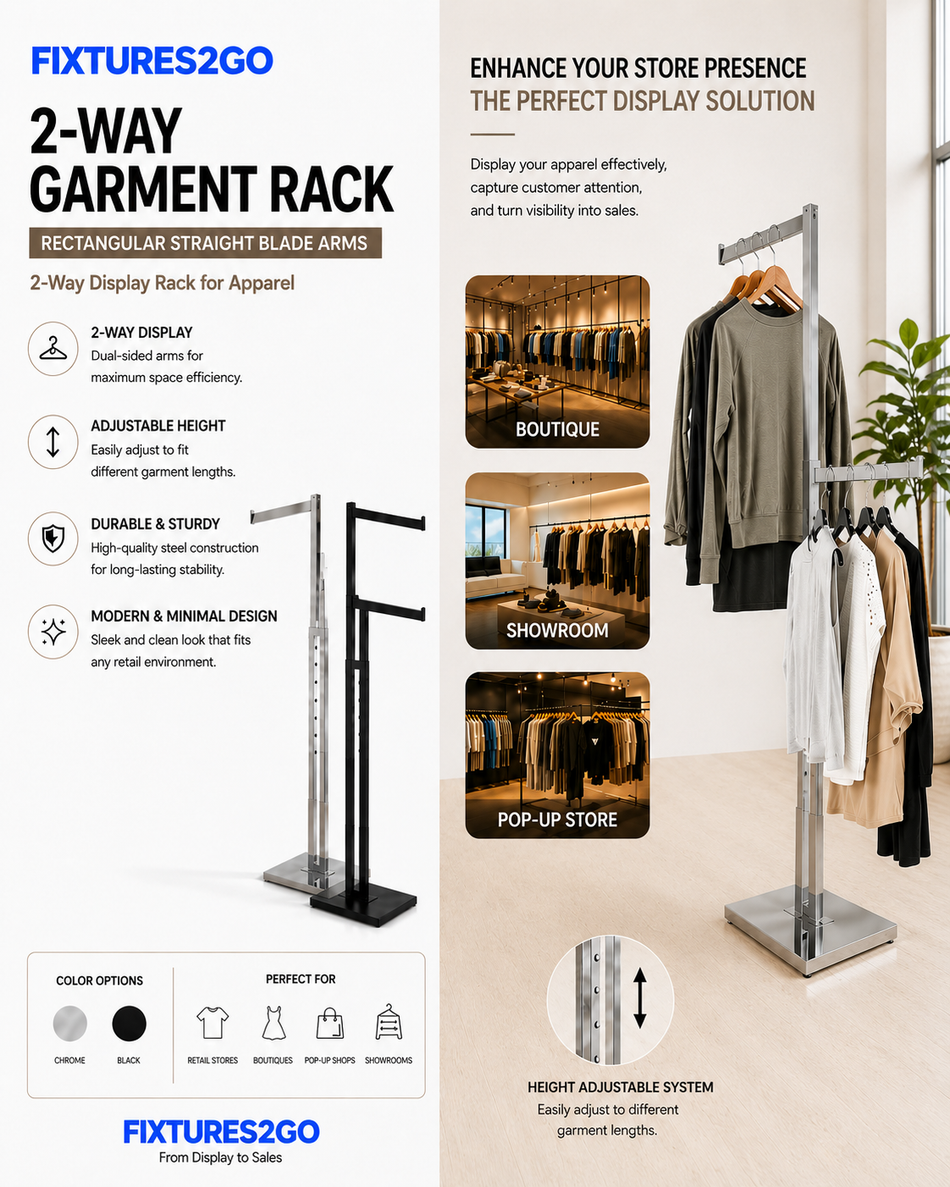 A-4. 2-Way Adjustable Garment Rack with Straight Blade Arms