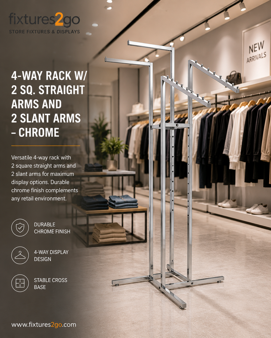 A-8. 4-WAY RACK W/ 2 SQ. STRAIGHT ARMS AND 2 SLANT ARMS