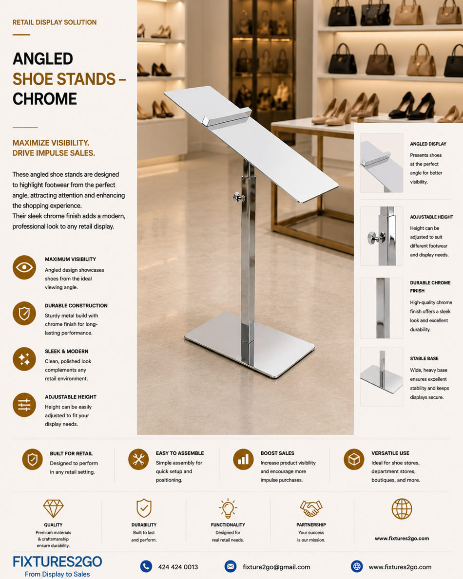 B2-29. ANGLED SHOE STANDS - CHROME