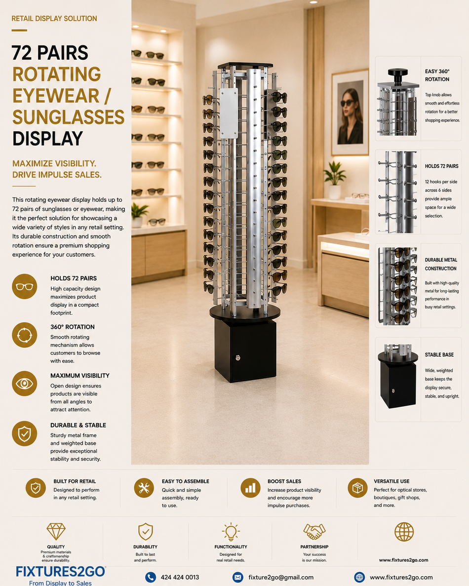 B3-28. 72 PAIRS ROTATING EYEWEAR / SUNGLASSES DISPLAY