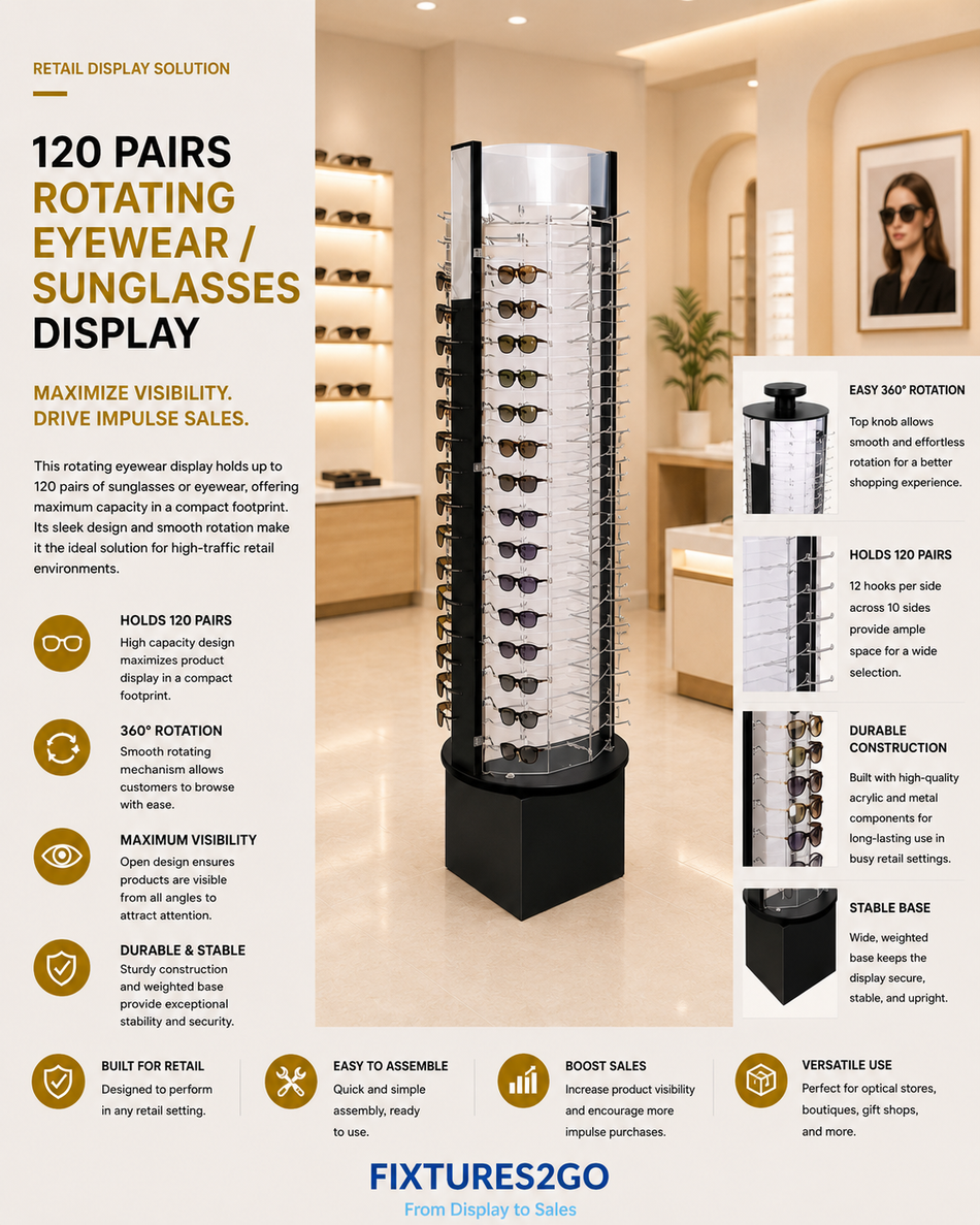 B4-5. 120 PAIRS ROTATING EYEWEAR / SUNGLASSES DISPLAY