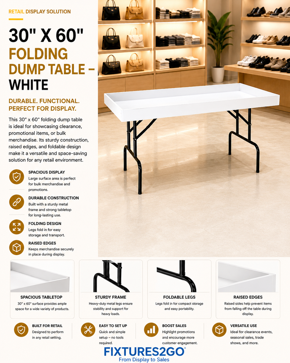 B4-14. 30" X 60" FOLDING DUMP TABLE - WHITE