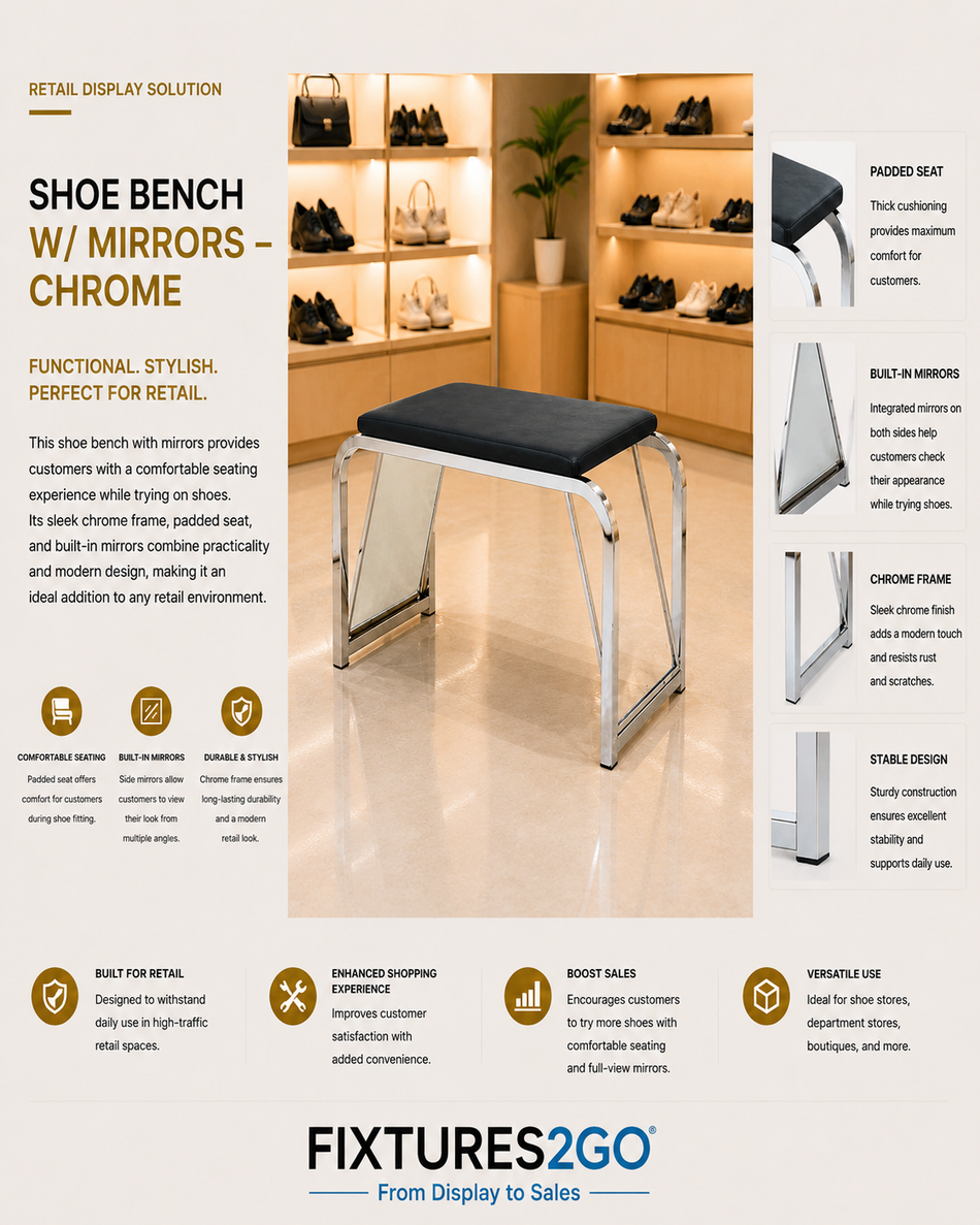 B4-24. SHOE BENCH W/ MIRRORS - CHROME