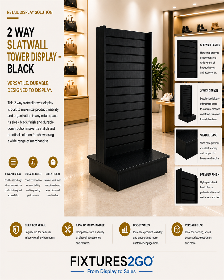 B5-2. 2 WAY SLATWALL TOWER DISPLAY - BLACK
