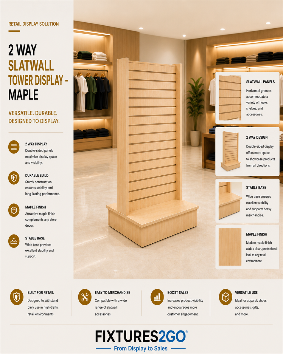 B5-13. 2 WAY SLATWALL TOWER DISPLAY - MAPLE