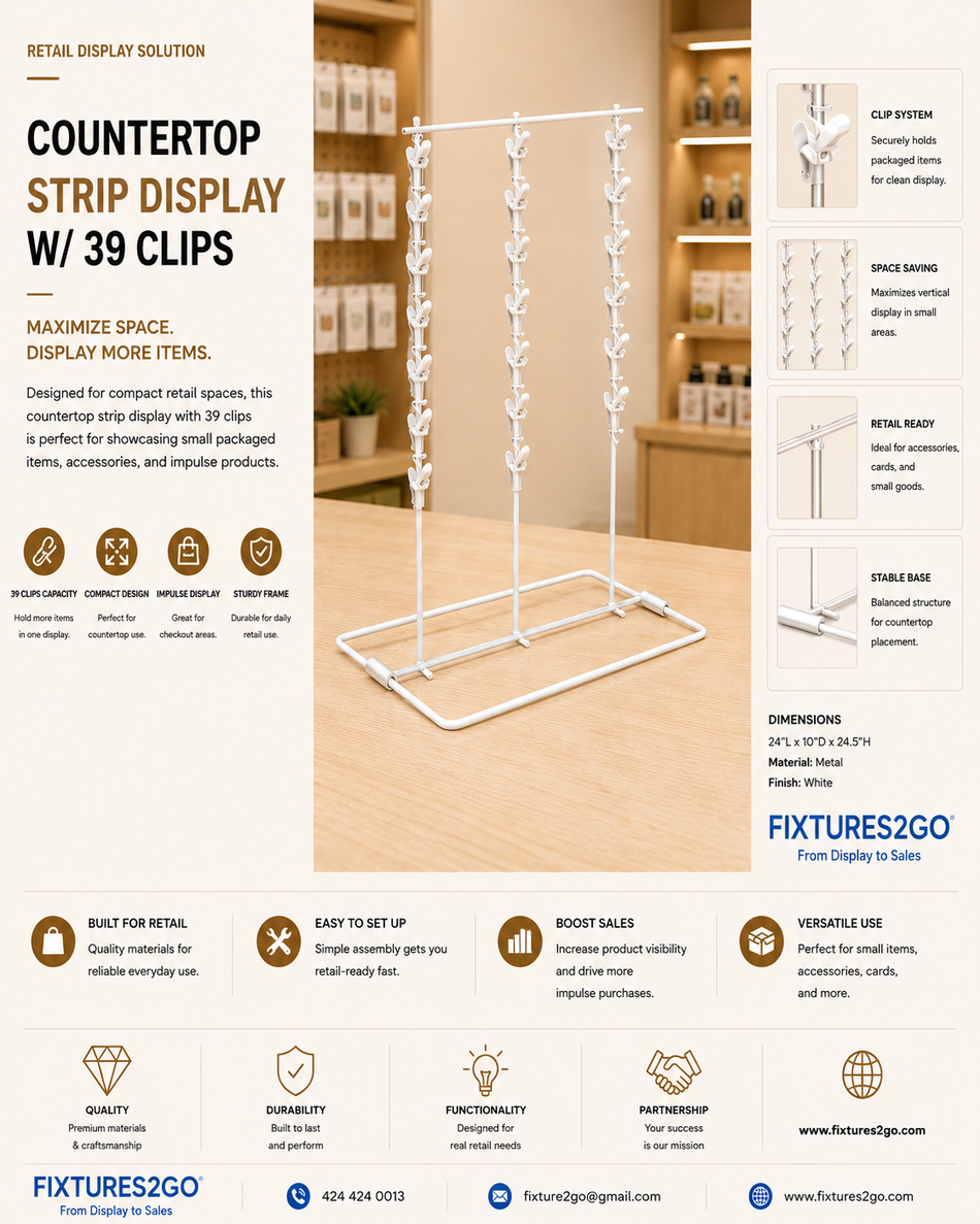 B1-12. COUNTERTOP STRIP DISPLAY W/ 39 CLIPS