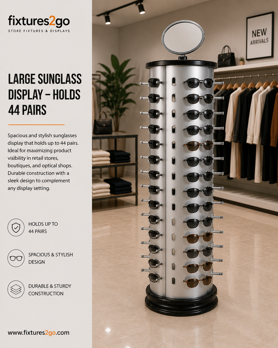 B2-22. Rotating Sunglass Display Rack – Holds 44 Pairs