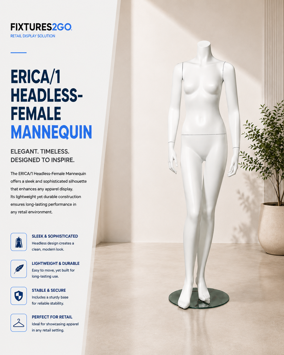 H1-6. ERICA/1 Headless Female Mannequin – Matte White