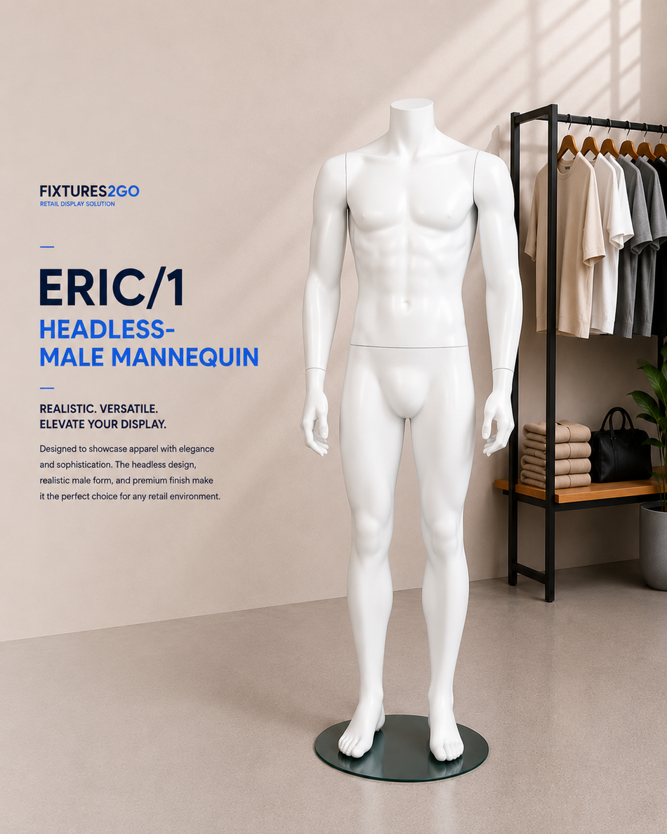 H2-26. ERIC/1 HEADLESS MALE MANNEQUIN – MATTE WHITE