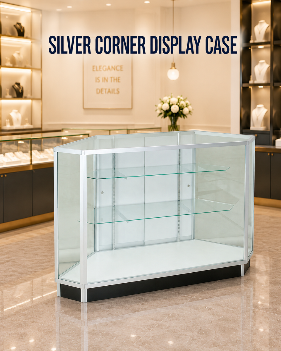 F1-12. SILVER CORNER DISPLAY CASE