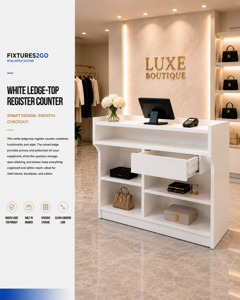 F2-33. WHITE LEDGE TOP REGISTER COUNTER