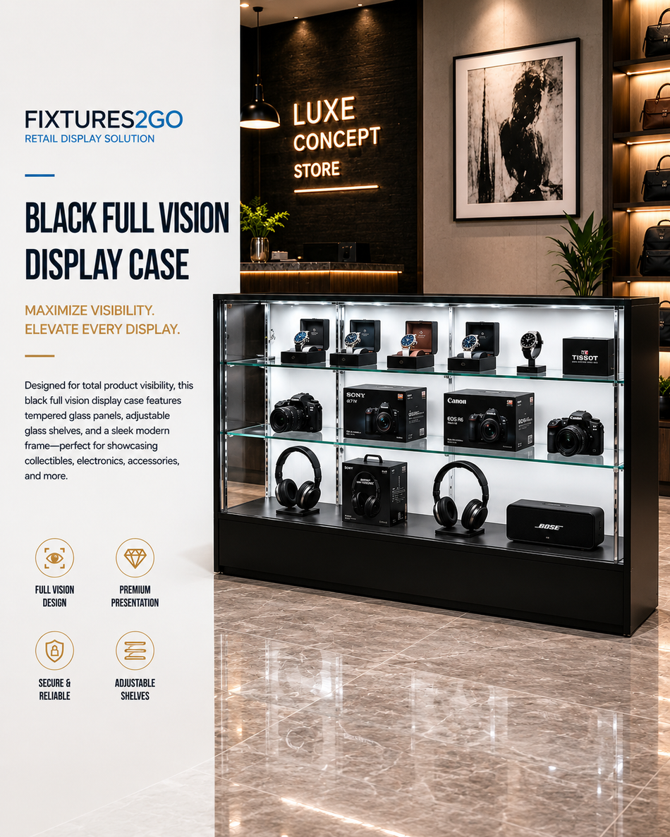 F2-9. BLACK FULL VISION DISPLAY CASE