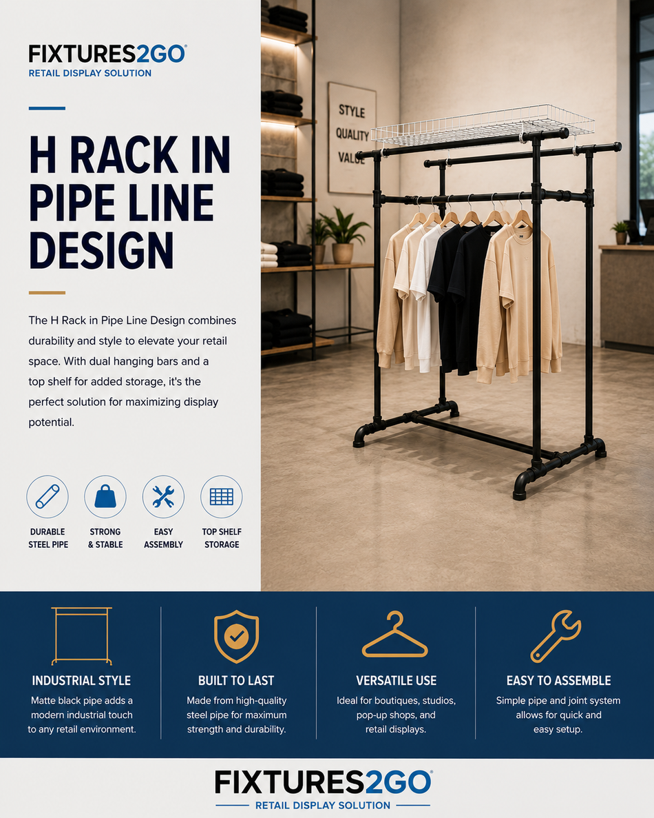 G1-18. Heavy-Duty Adjustable Double-Rail H-Rack – Matte Black