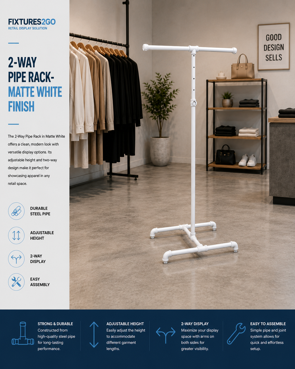 G2-14. 2-WAY PIPE RACK - MATTE WHITE FINISH