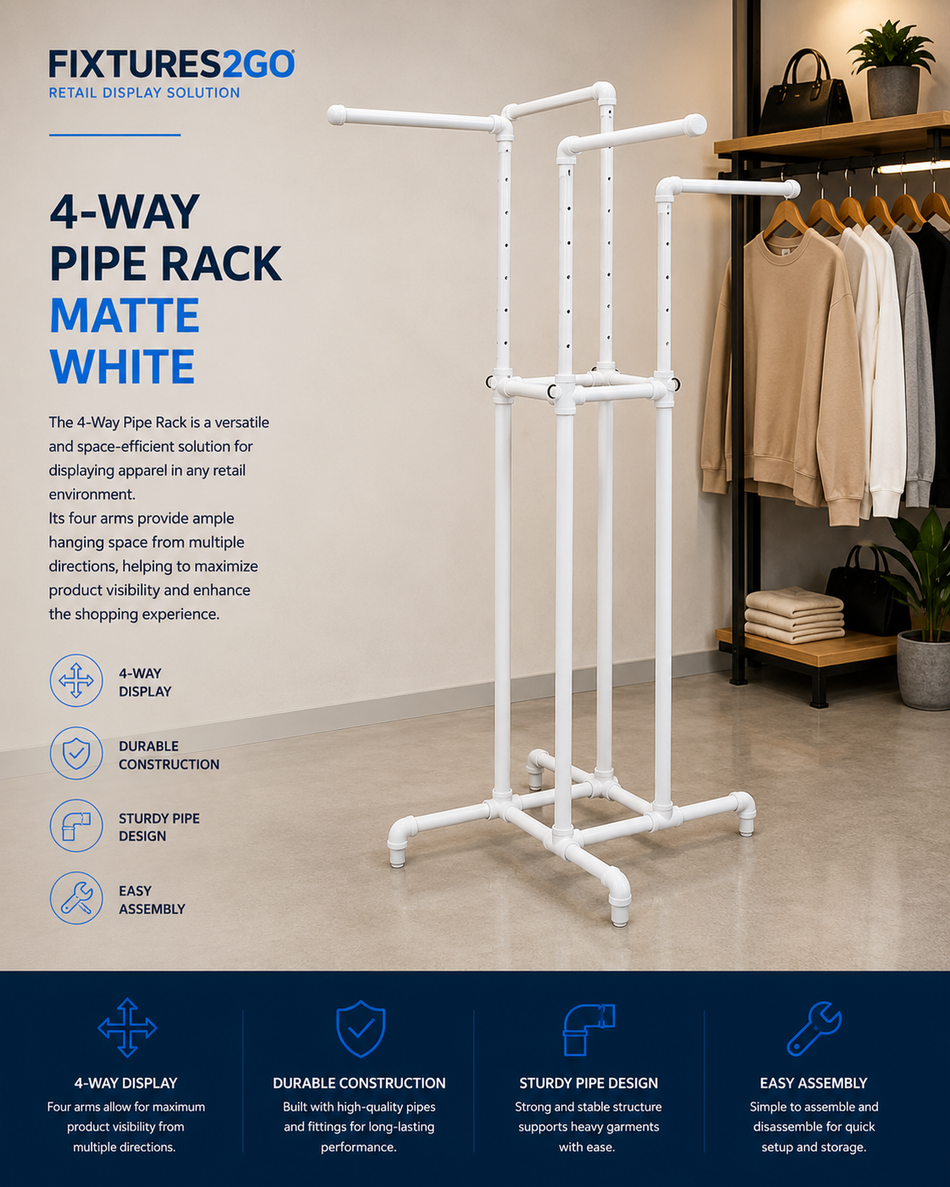 G2-15. 4-WAY PIPE RACK - MATTE WHITE