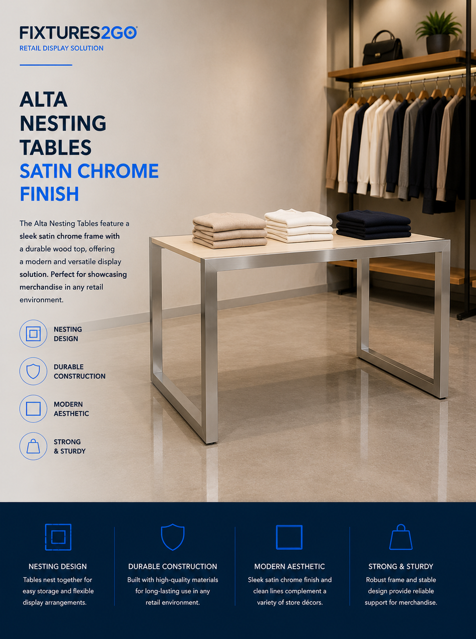 G4-19. ALTA NESTING TABLES - SATIN CHROME FINISH