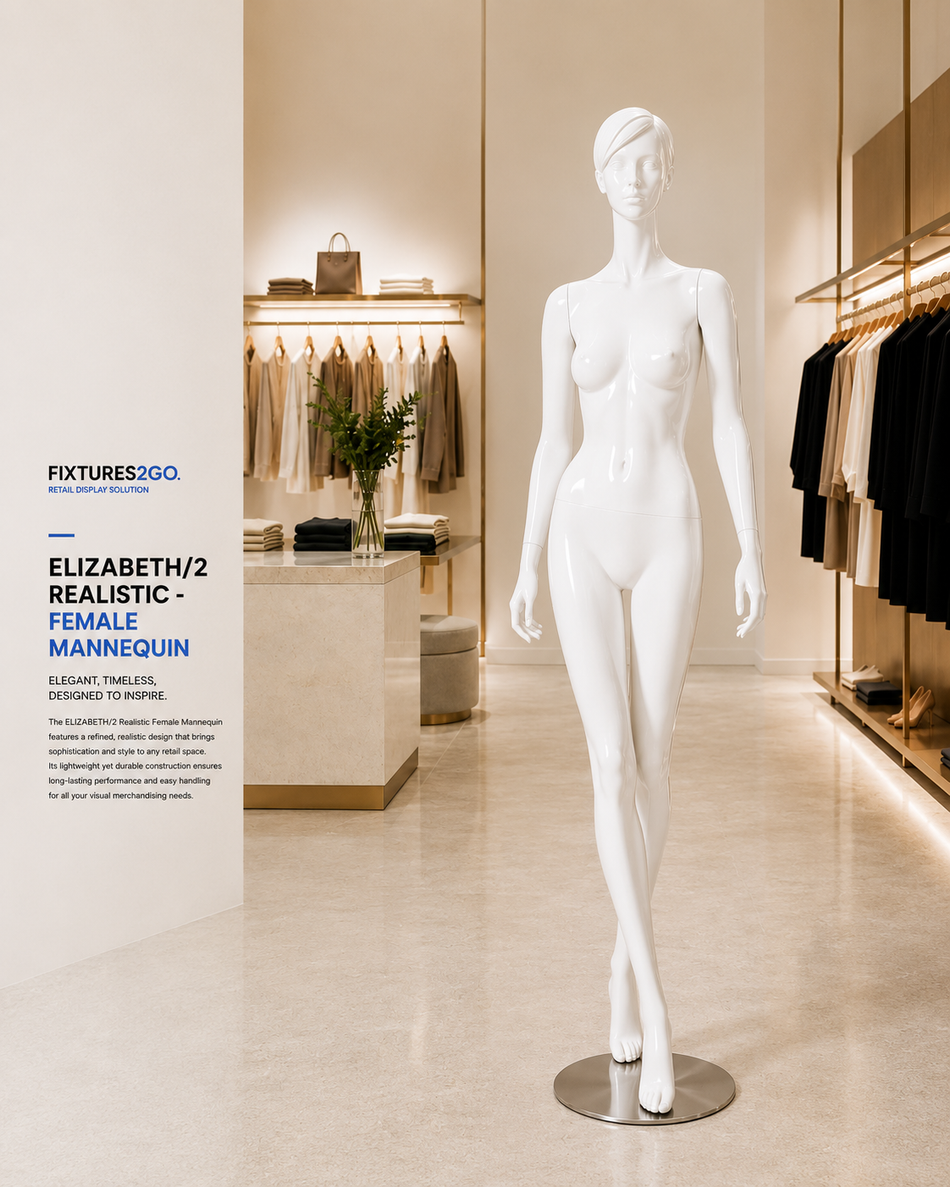 H2-4. ELIZABETH/2 REALISTIC FEMALE MANNEQUIN – GLOSSY WHITE