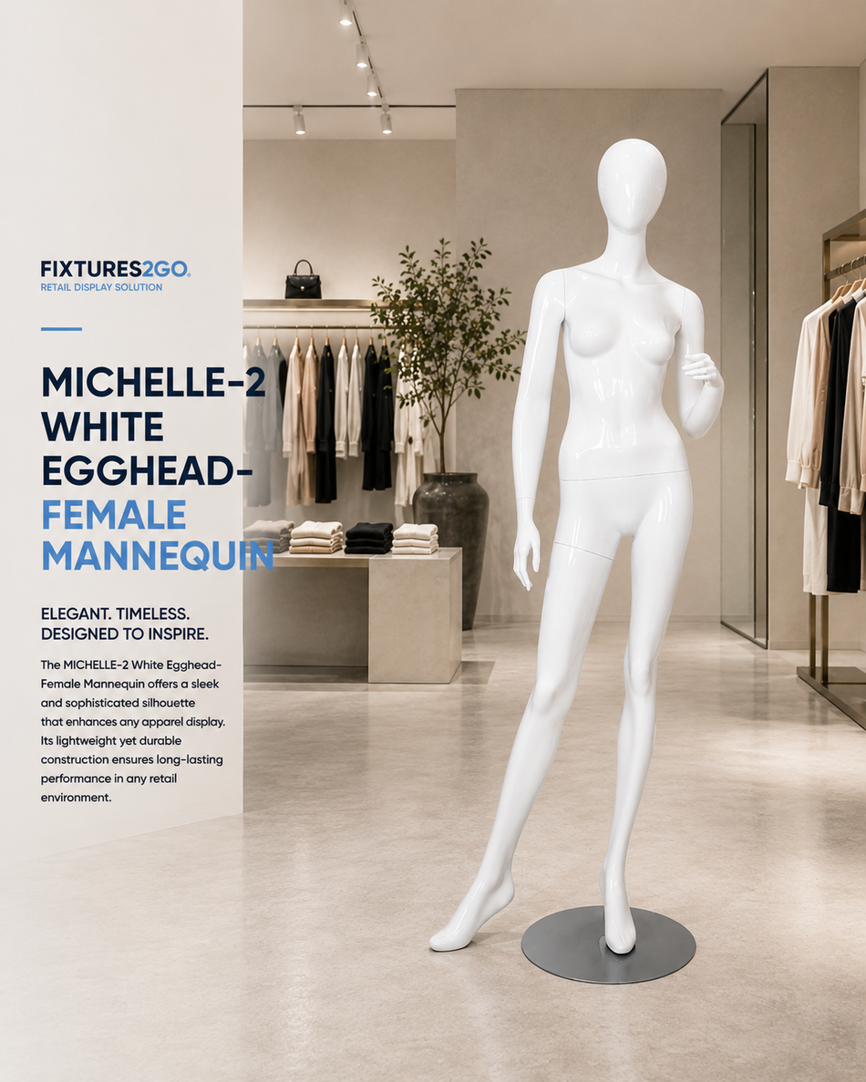 H1-13. MICHELLE-2WHITE EGGHEAD- FEMALE MANNEQUIN