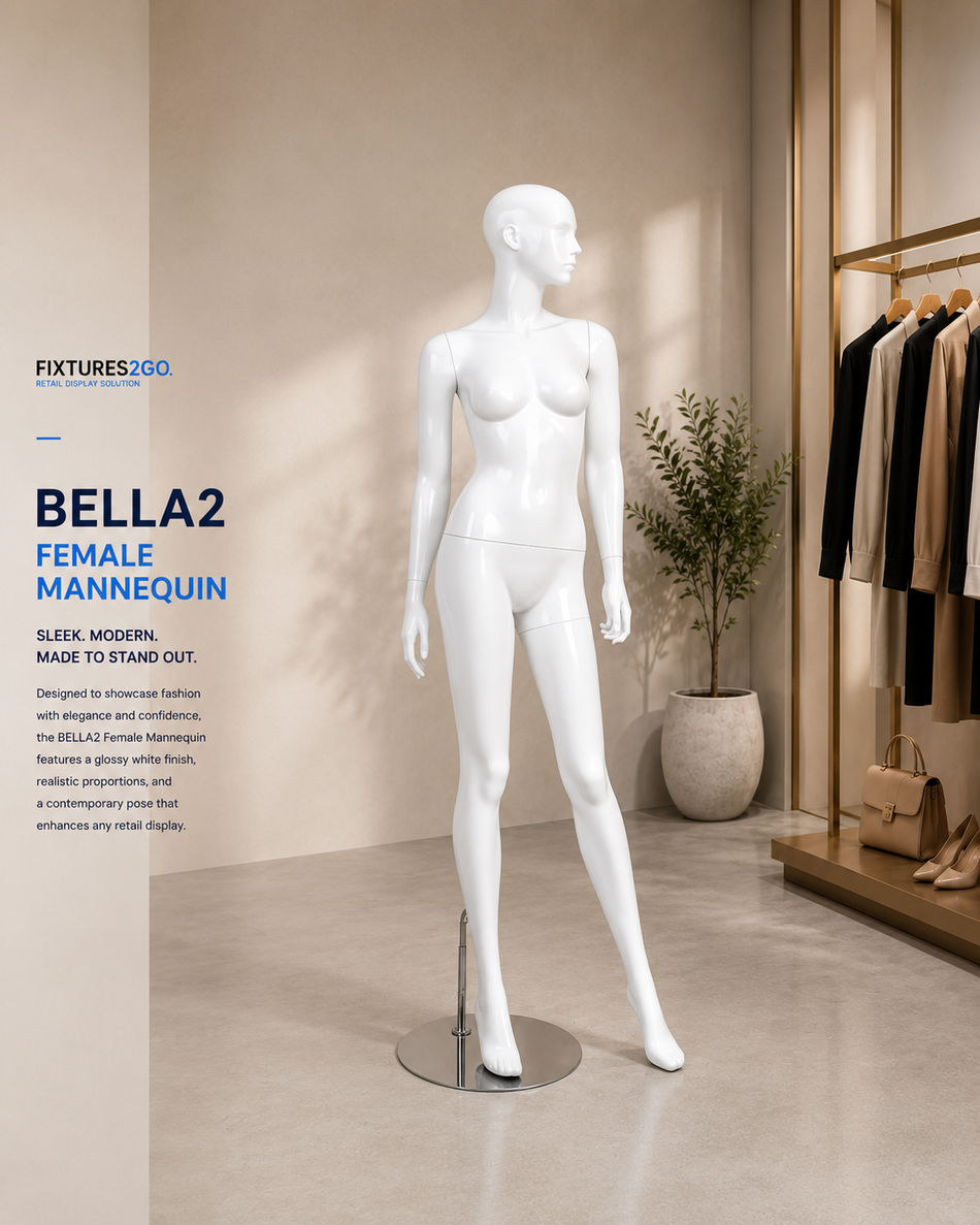 H1-26. BELLA2 GLOSSY WHITE- FEMALE MANNEQUIN