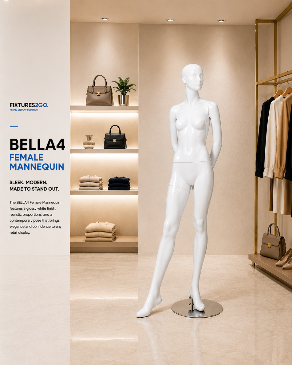 H1-28. BELLA4 GLOSSY WHITE- FEMALE MANNEQUIN