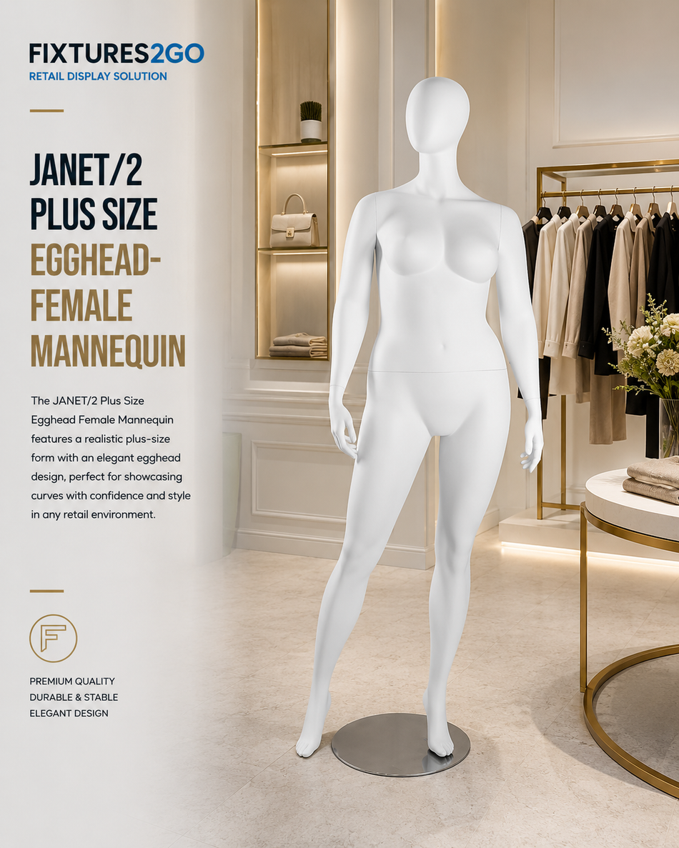 H1-35. JANET/2 PLUS SIZE EGGHEAD- FEMALE MANNEQUIN