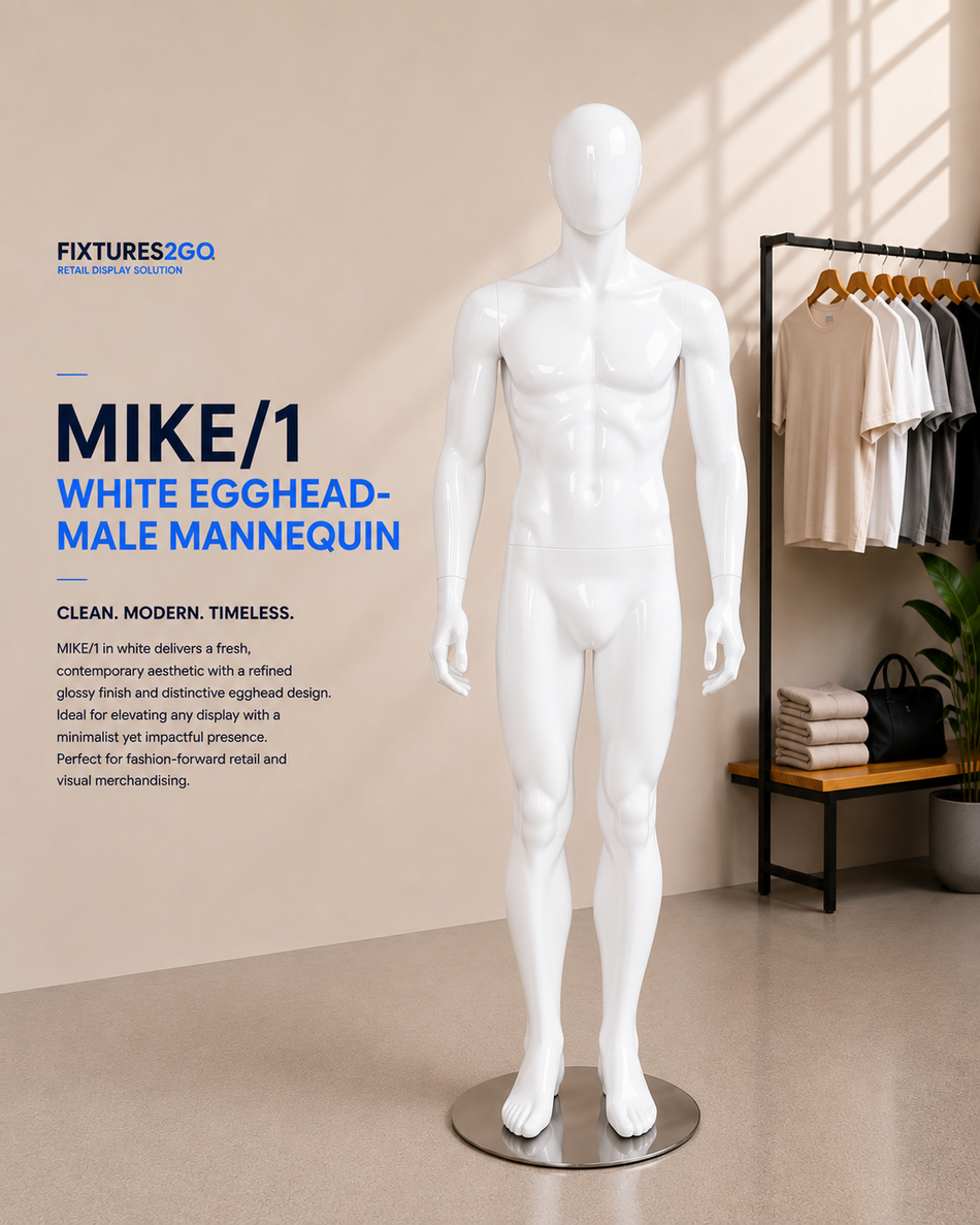 H2-30. MIKE/1 WHITE EGGHEAD- MALE MANNEQUIN