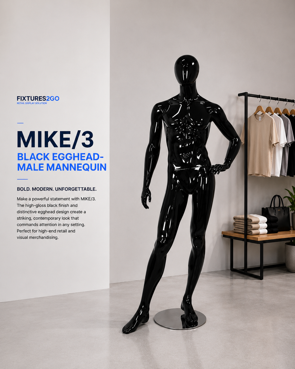 H2-33. MIKE/3BLACK EGGHEAD- MALE MANNEQUIN