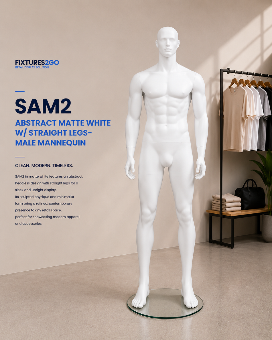 H2-36. SAM2 ABSTRACT MALE MANNEQUIN – MATTE WHITE