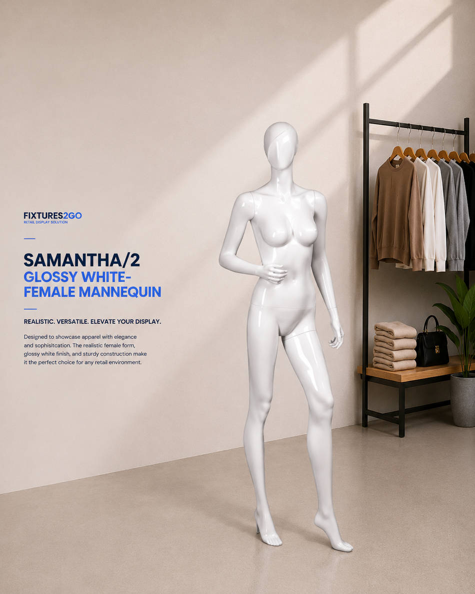 H2-8. SAMANTHA/2 GLOSSY WHITE- FEMALE MANNEQUIN