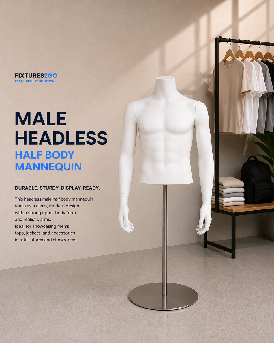 H4-6. MALE HEADLESS HALF BODY MANNEQUIN