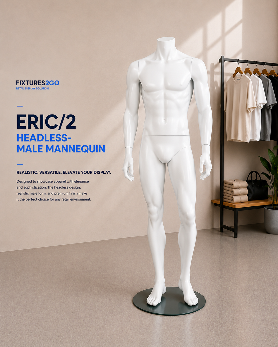 H2-27. ERIC/2 HEADLESS MALE MANNEQUIN – MATTE WHITE