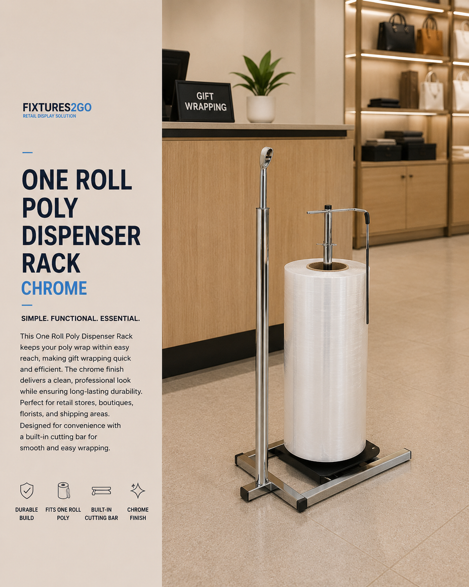 J1-1. ONE ROLL POLY DISPENSER RACK - CHROME
