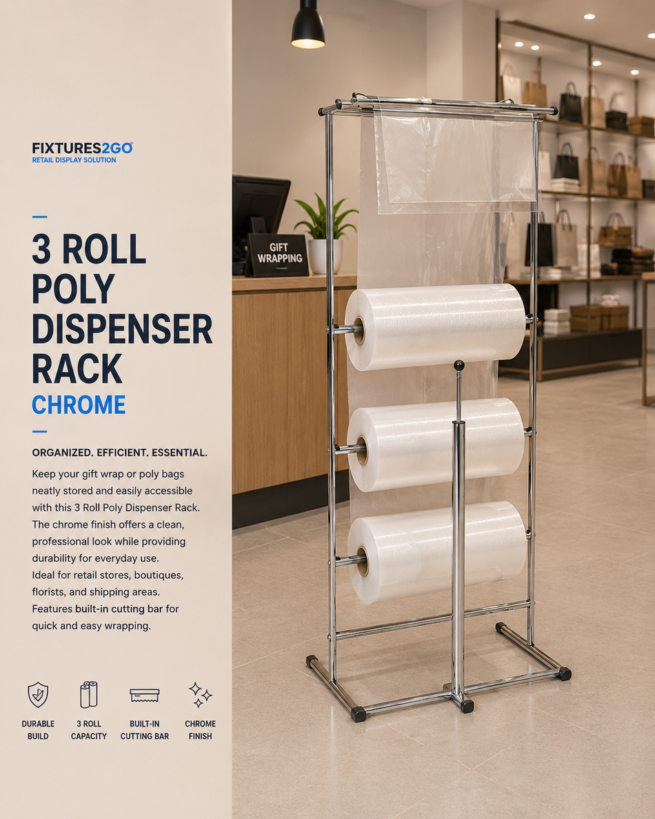 J1-2. 3 ROLL POLY DISPENSER RACK - CHROME
