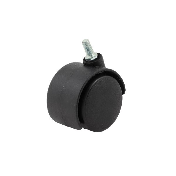A-53. 2" Black Plastic Twin-Wheel Casters with 3/8" Thread – Set of 4